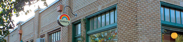 The front of a bakery on IU Bloomington campus.
